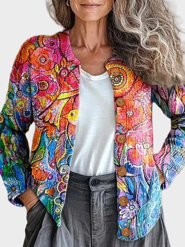 Imogen – Kleurrijk artistiek gebreid vest