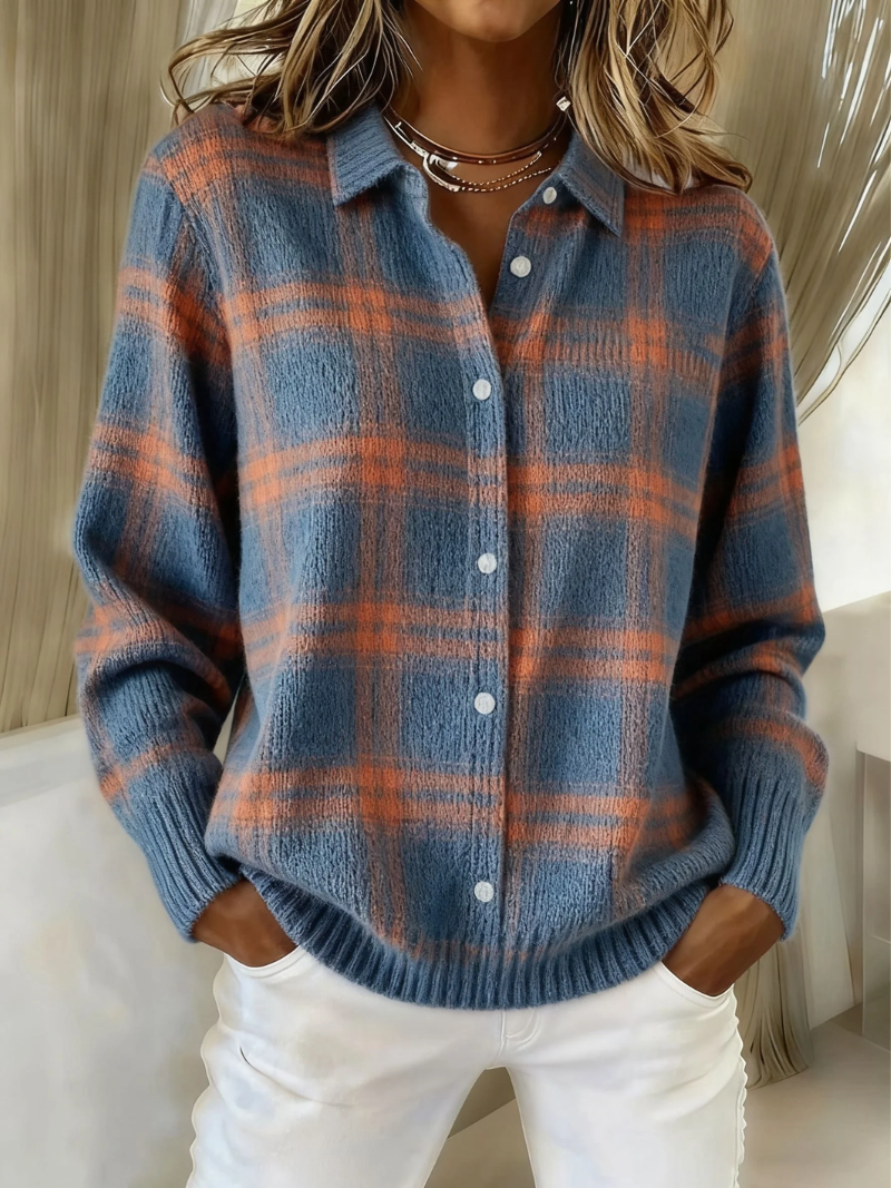 Zafira - Warm blauw geblokt vest - original product image