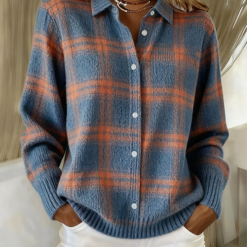 Zafira - Warm blauw geblokt vest - original product image