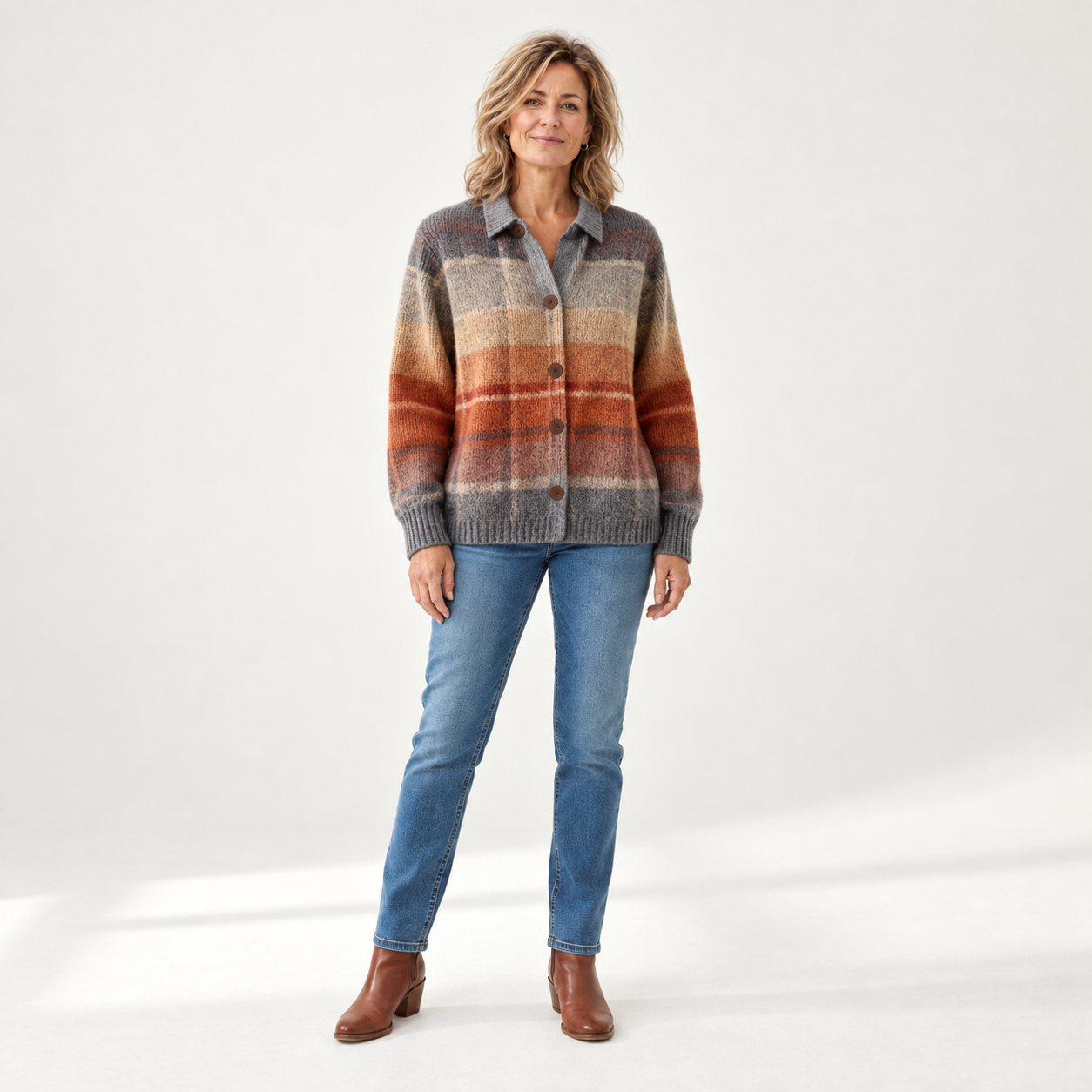 Edith - Ombré-gebreid vest voor de herfst - front view