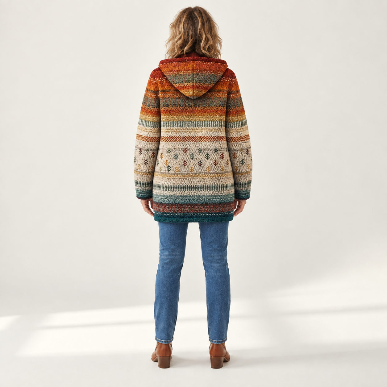 Franziska - Herfstjas met strepen - back view
