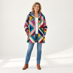 Theresa - Jas met artistiek geometrisch patroon - front view