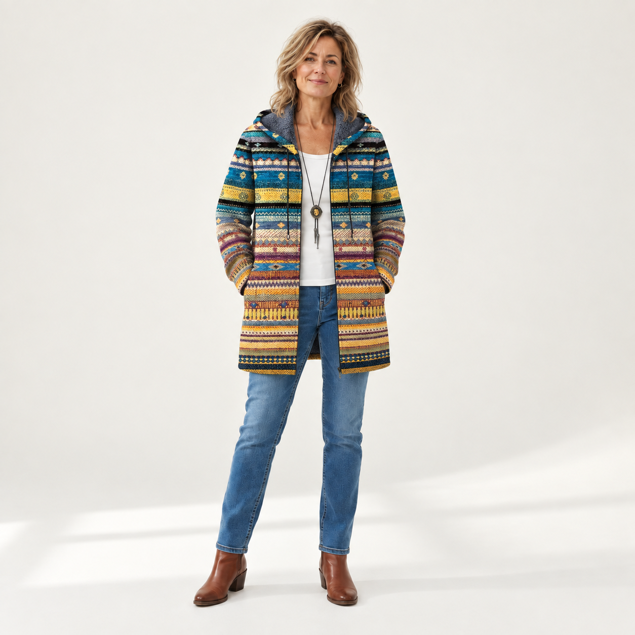 Helena - Jack met franjes en tribalpatroon - front view