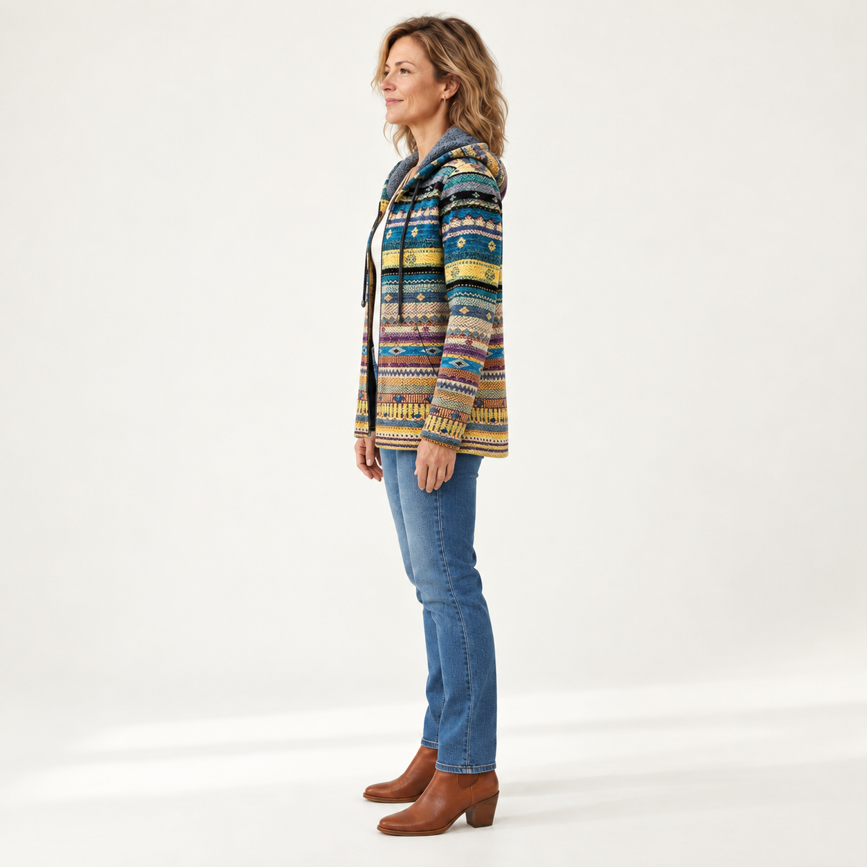 Helena - Jack met franjes en tribalpatroon - side view
