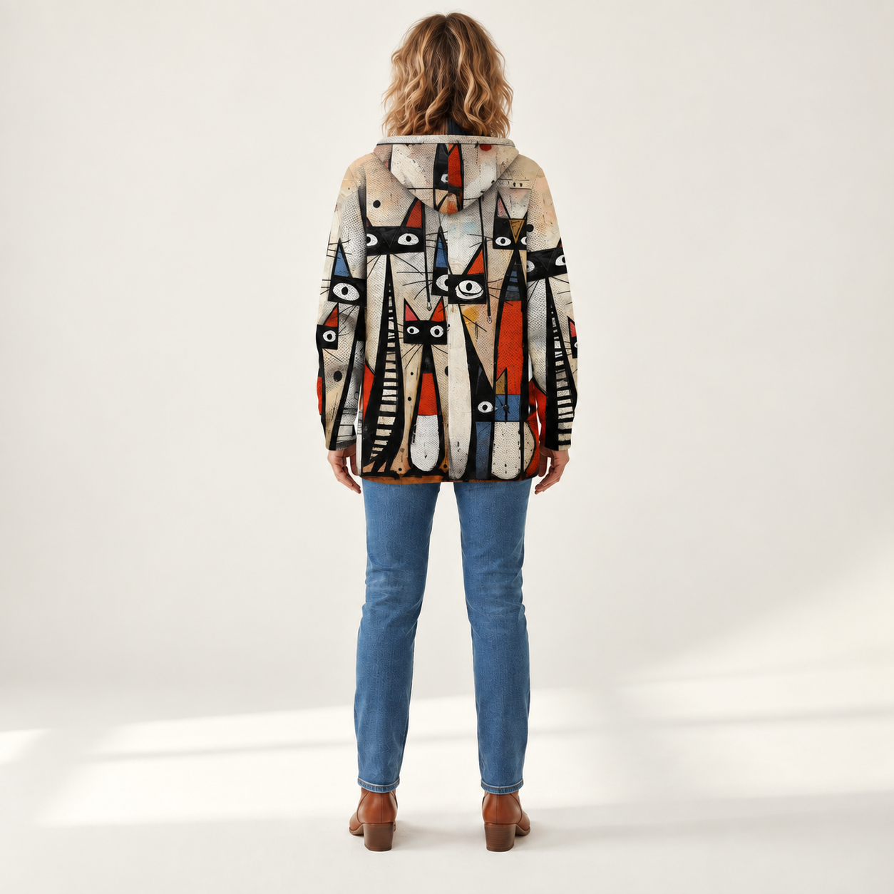 Laura - Jack met abstract kattenpatroon - back view