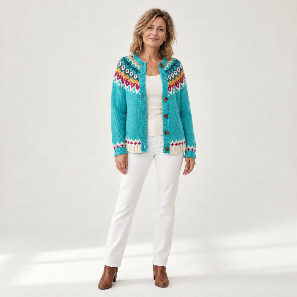 Angelika - Vest met Noors patroon - front view