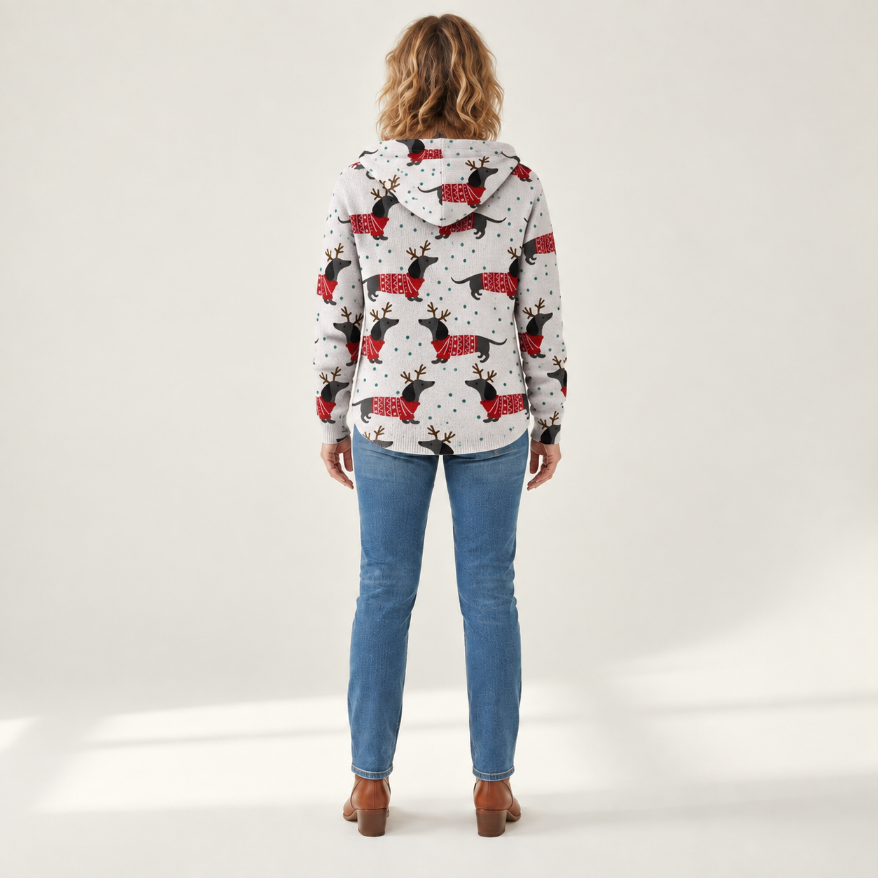 Katharina - Comfortabele gebreide cardigan met capuchon - back view