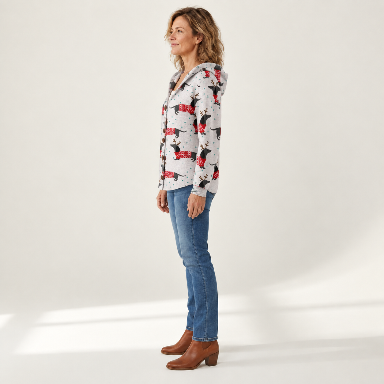 Katharina - Comfortabele gebreide cardigan met capuchon - side view