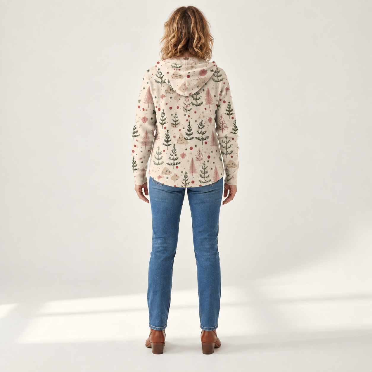 Luise - Comfortabele gebreide cardigan met capuchon - back view