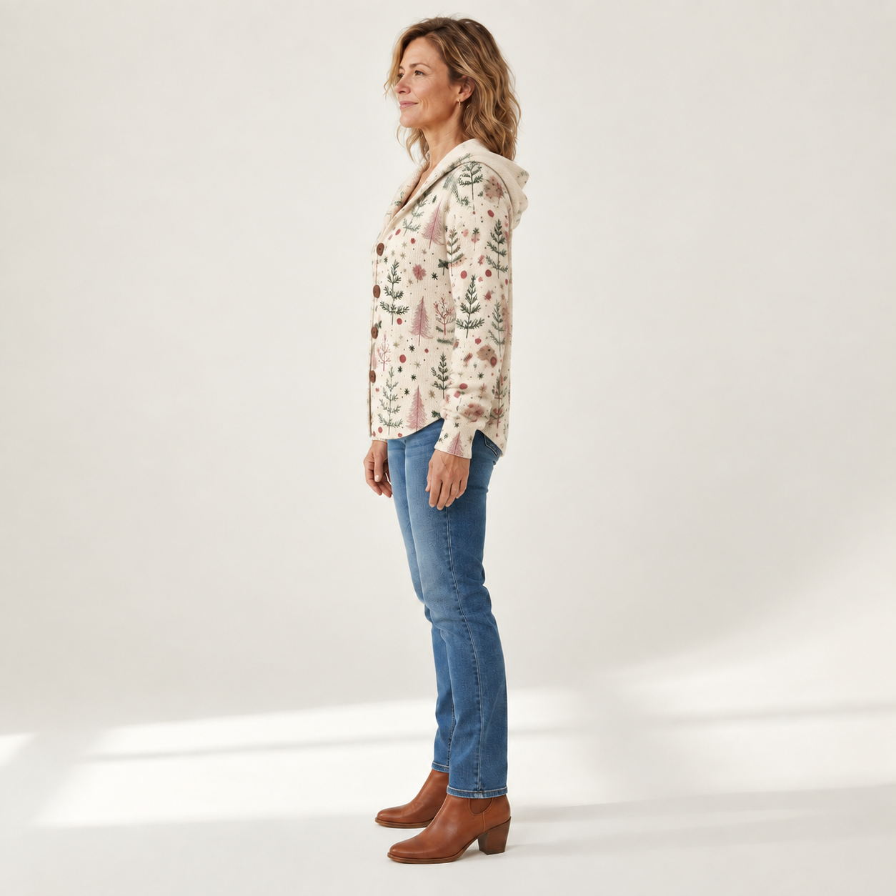 Luise - Comfortabele gebreide cardigan met capuchon - side view