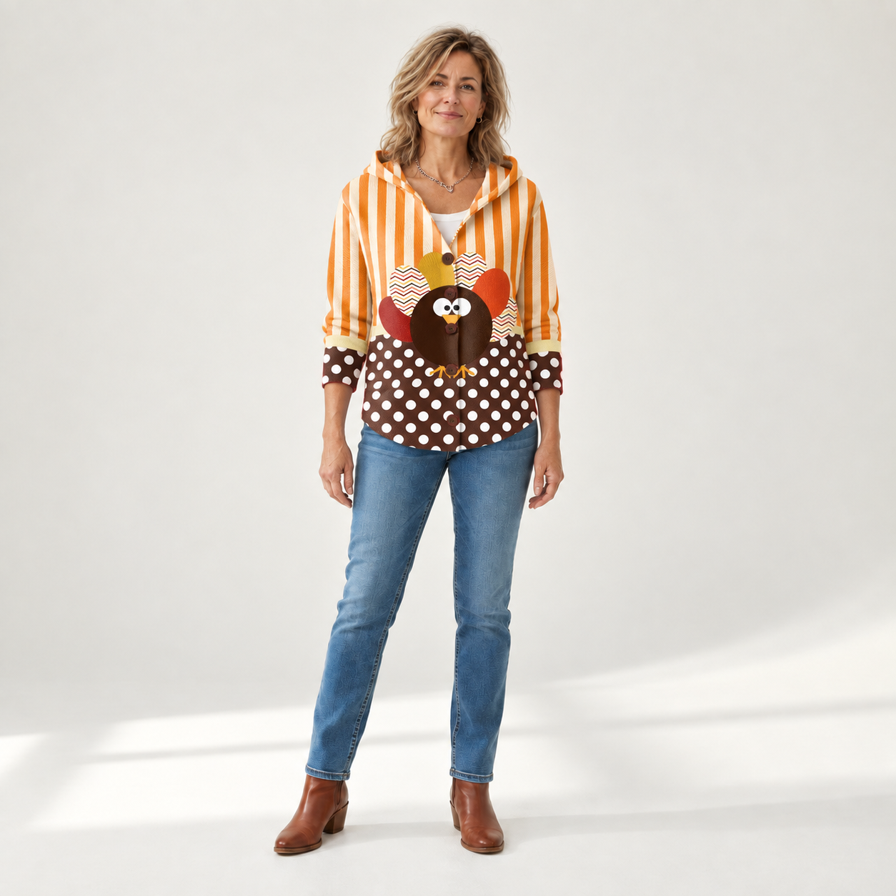 Elisabeth - Comfortabele gebreide cardigan met capuchon - front view