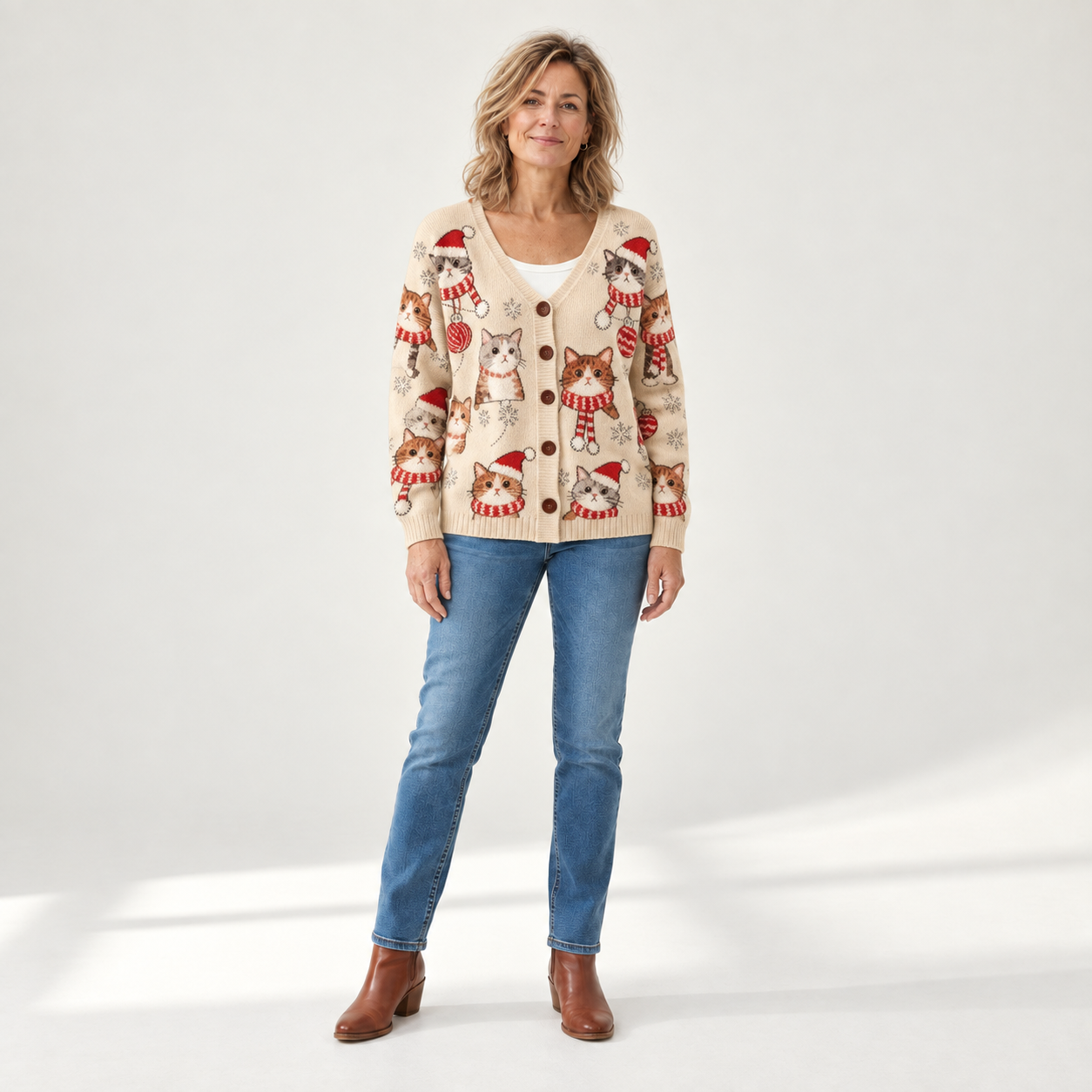 Charlotte - Comfortabele gebreide cardigan met knopen - front view
