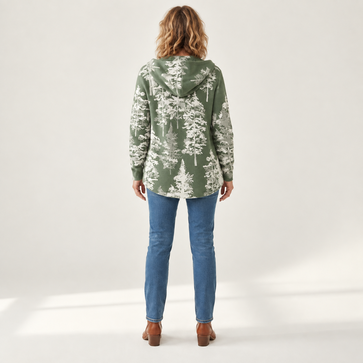 Sophie - Comfortabele gebreide cardigan met capuchon - back view