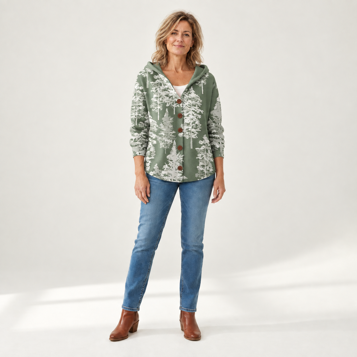 Sophie - Comfortabele gebreide cardigan met capuchon - front view