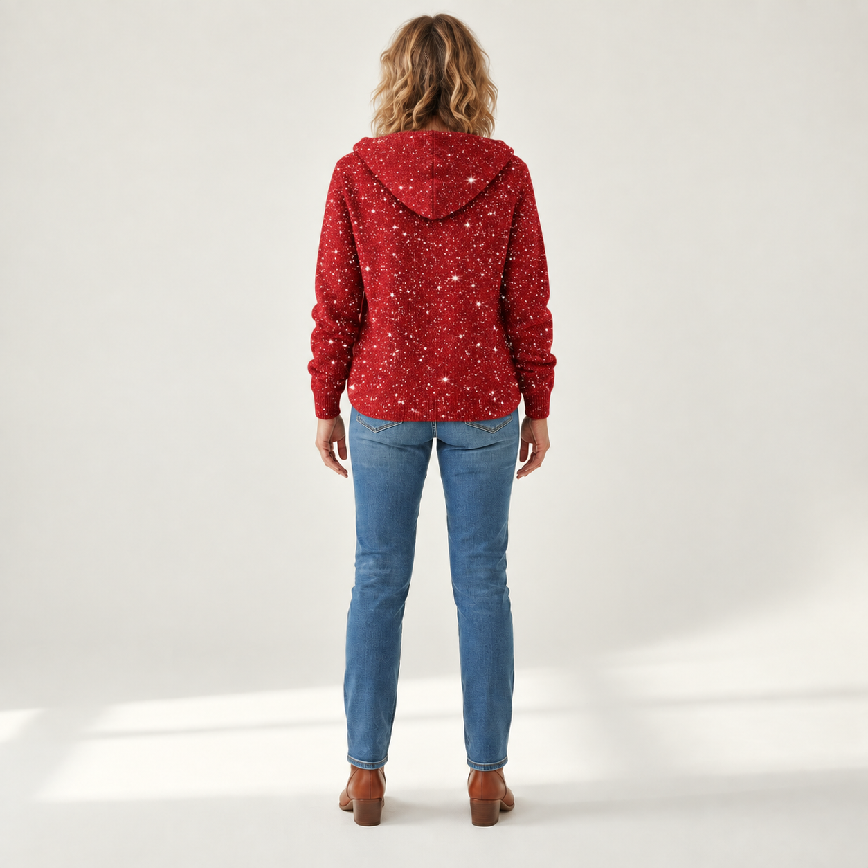 Marie - Comfortabele gebreide cardigan met capuchon - back view