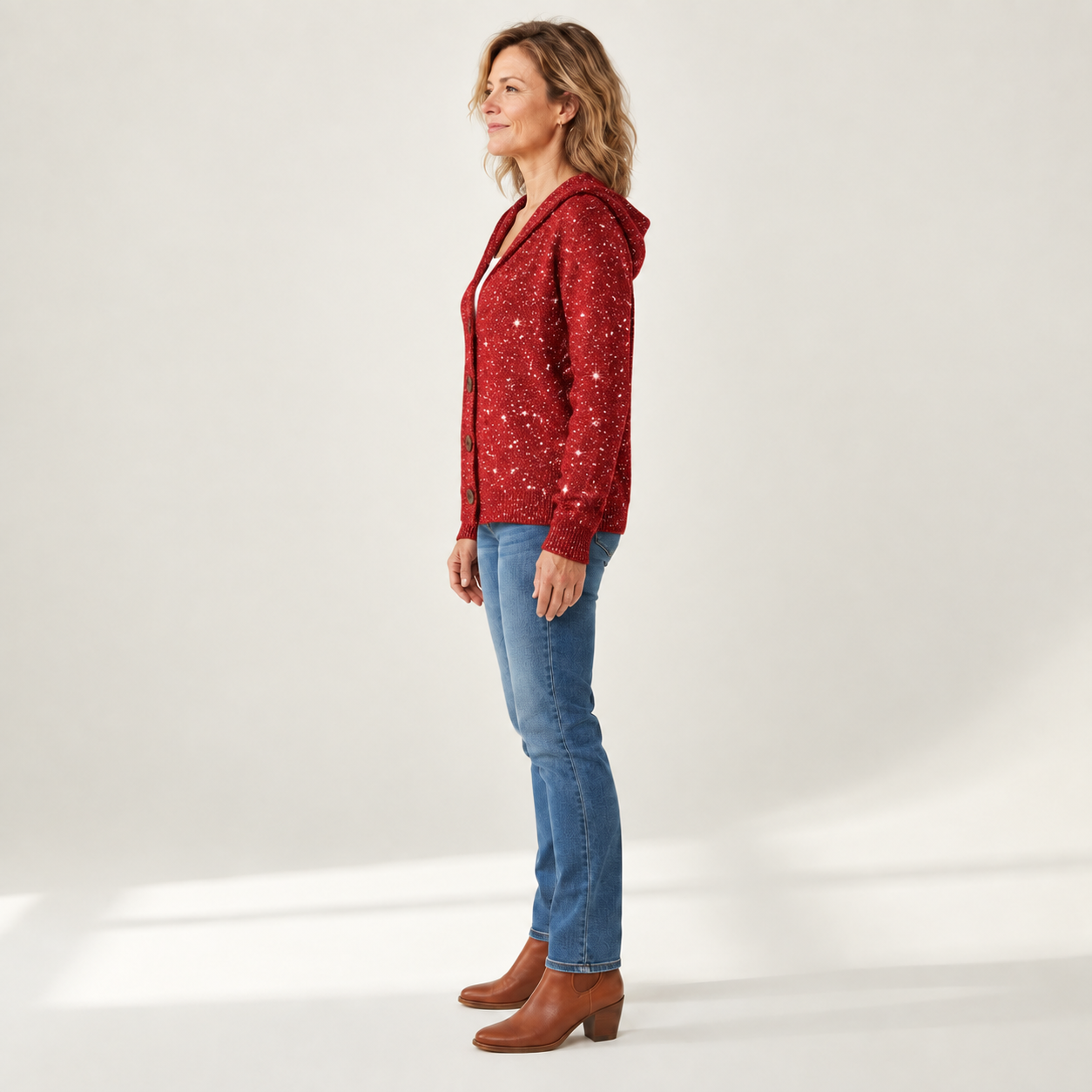Marie - Comfortabele gebreide cardigan met capuchon - side view