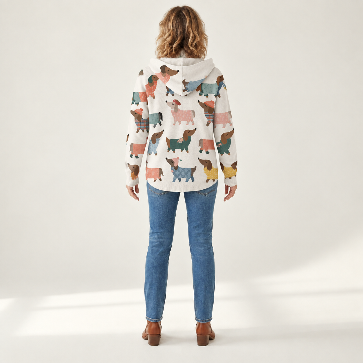 Lotte - Comfortabele gebreide cardigan met capuchon - back view