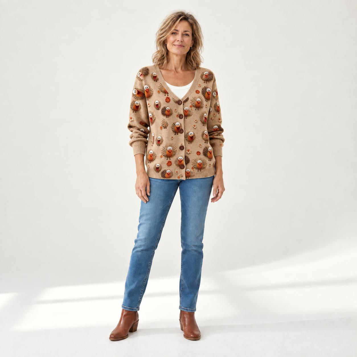 Greta - Comfortabele gebreide cardigan met knopen - front view