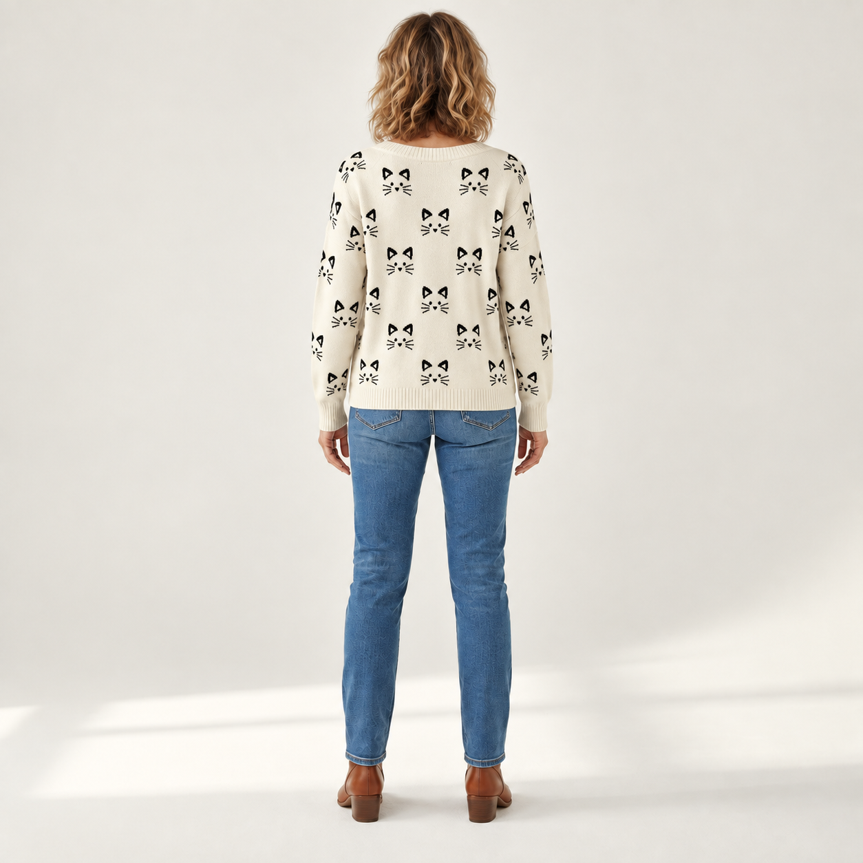 Theresa - Comfortabele gebreide cardigan met knopen - back view
