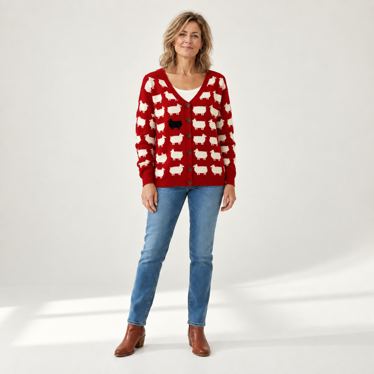 Elisabeth - Comfortabele gebreide cardigan met knopen - front view