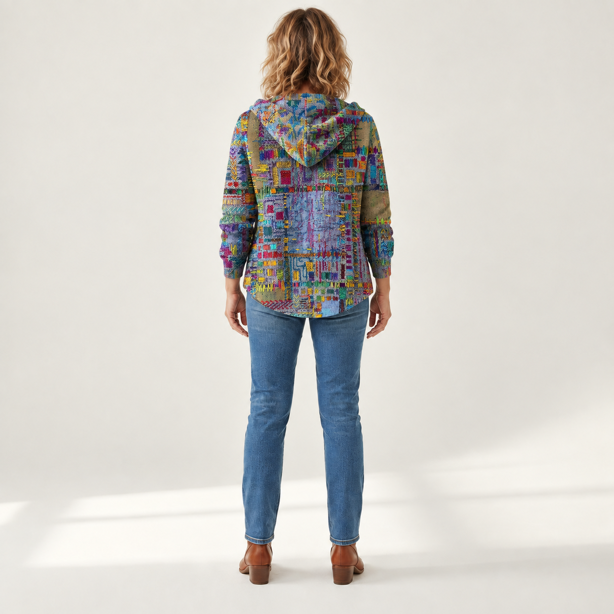 Charlotte - Comfortabele gebreide cardigan met capuchon - back view