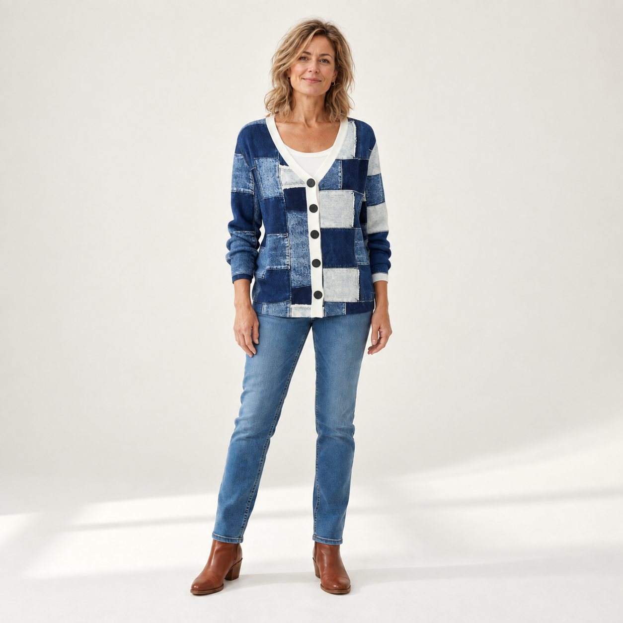 Viktoria - Comfortabele gebreide cardigan met knopen - front view
