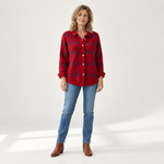 Brittany - Zacht geruit vest met knopen - front view