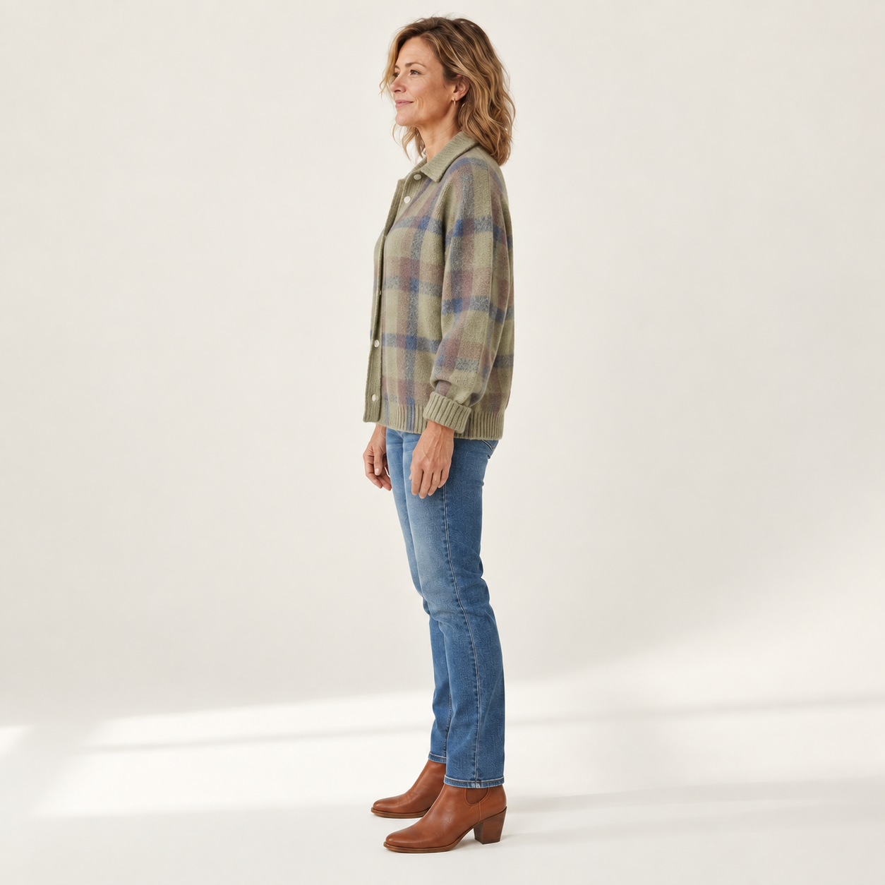 Taylor - Knus geruit vest - side view