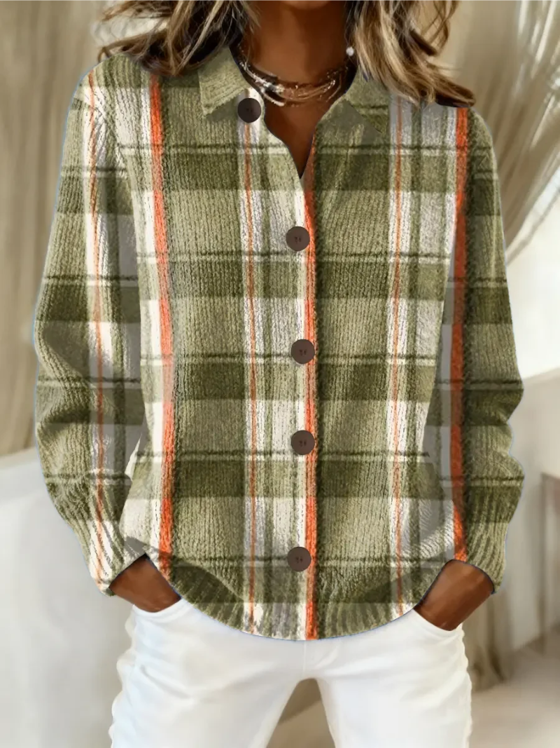 Hazel - Olijfgroen geruit vest met knopen - original product image