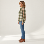 Hazel - Olijfgroen geruit vest met knopen - side view