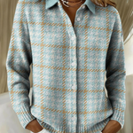 Clara - Hemelsblauw geblokt vest met knopen - original product image