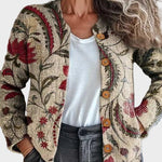 Pearla – Gebreid vest met door de natuur geïnspireerd bloemenpatroon