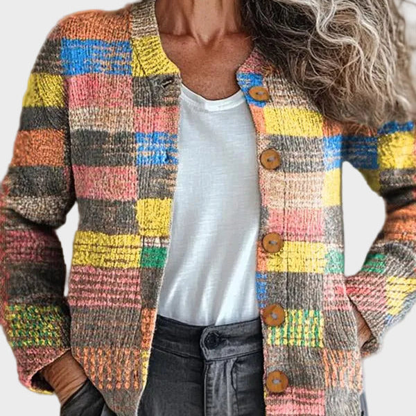 Mossfield – Gebreid vest met veelkleurige ruit