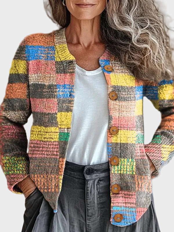 Mossfield – Gebreid vest met veelkleurige ruit