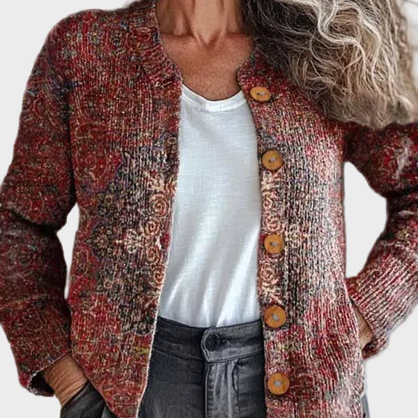 Belindra – Gebreid vest met bohopatroon