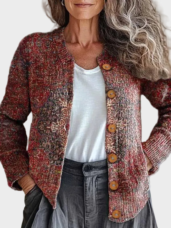 Belindra – Gebreid vest met bohopatroon