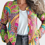 Ivanka – Gebreid vest met artistieke print