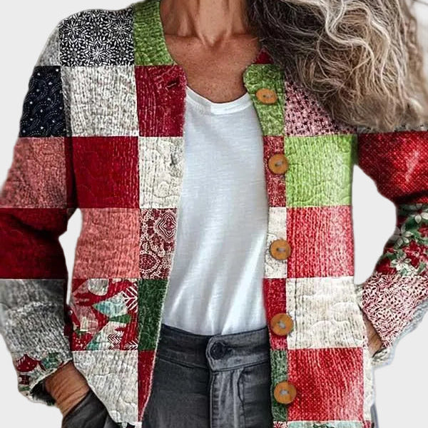 Sylvette – Gebreid vest met ruitpatroon