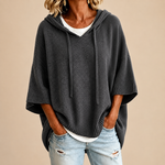 Gebreide poncho met capuchon in legergroen