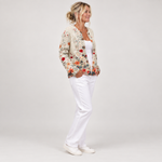 Sabrina - Crèmekleurig vest met bloemen - zijkant