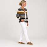 Ulrike - Vest met strepen in blauw & mosterdgeel - zijkant
