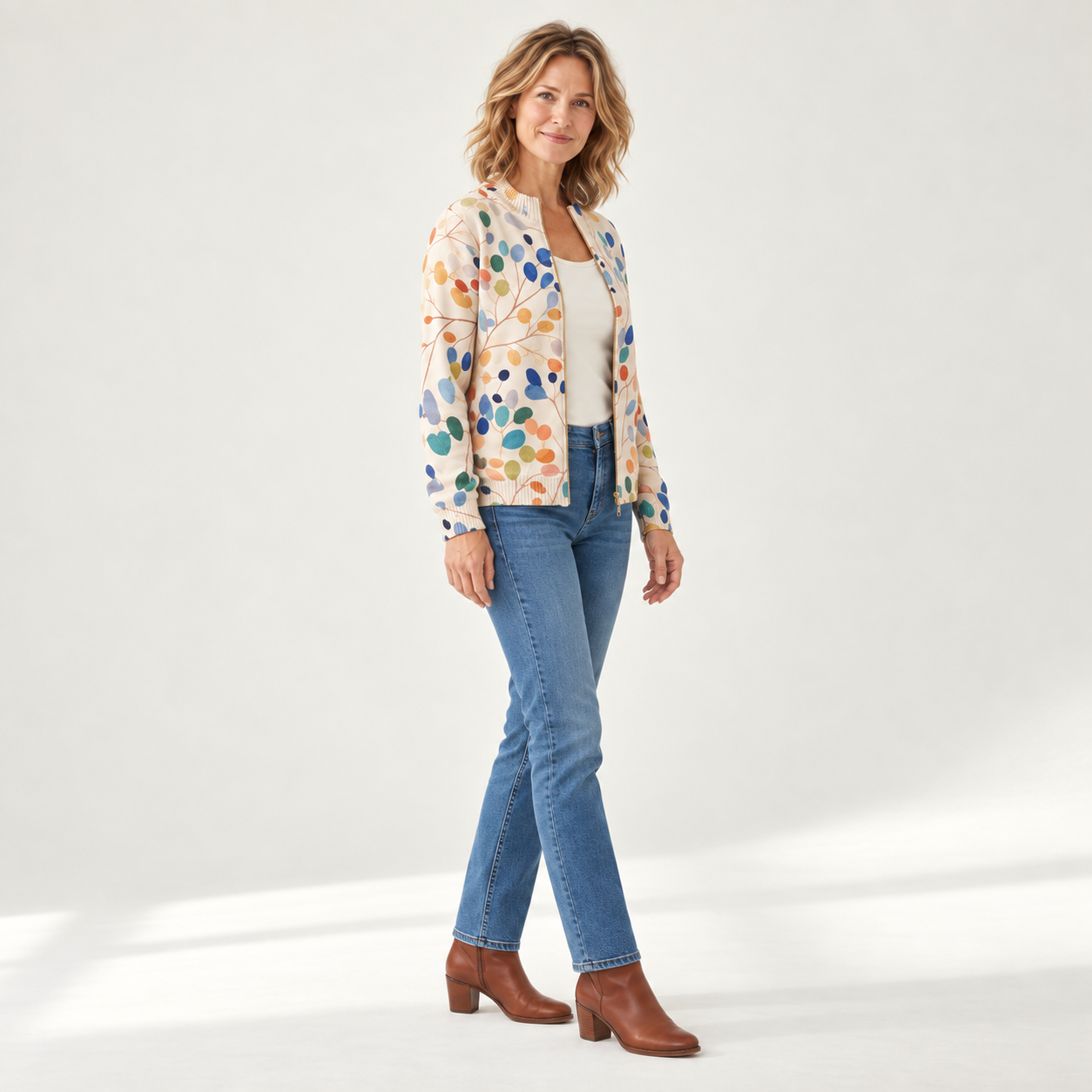 Anja vest met model - zijaanzicht