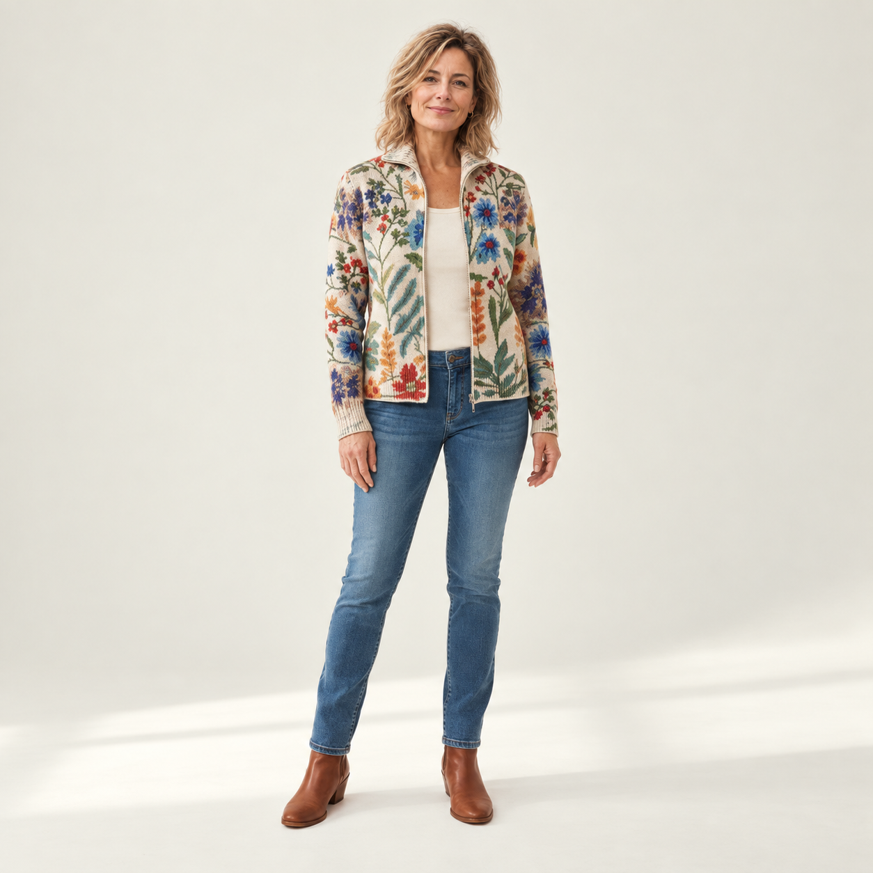 Birgit vest met model - vooraanzicht