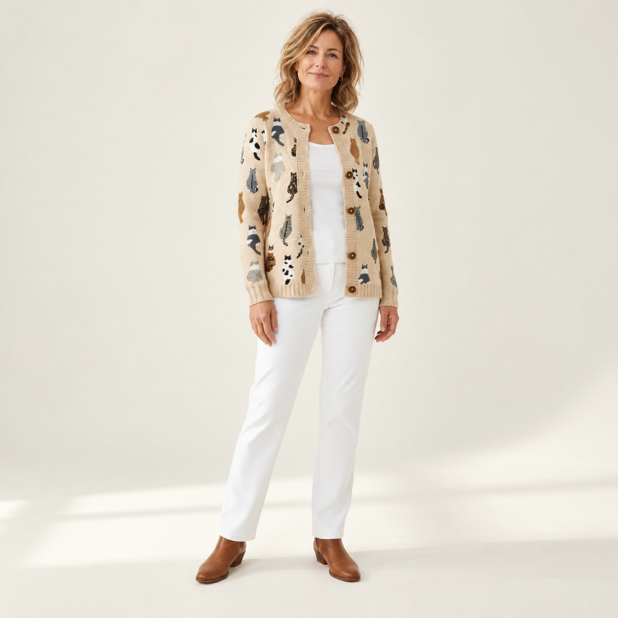 Charlotte - Vest met kattenpatroon - voorkant