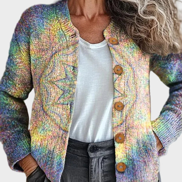 Rainelle – Gebreid vest in pastelregenboog