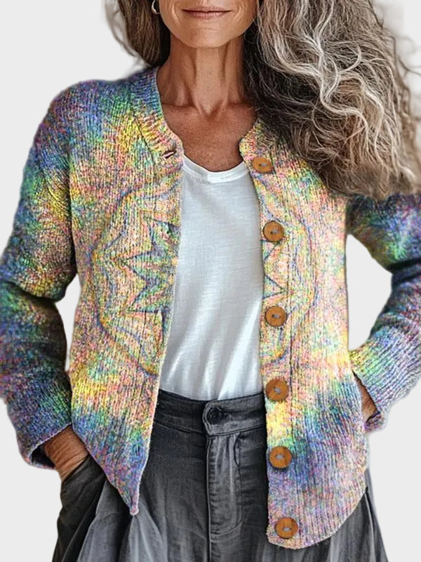 Rainelle – Gebreid vest in pastelregenboog