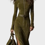 Dina - Vintage maxi-jurk met rits en riem