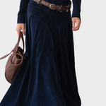 Froukje - Maxi-jurk van suédine met riem