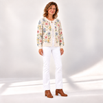 Greta - Vest met delicaat aquarel bloemenpatroon - voorkant