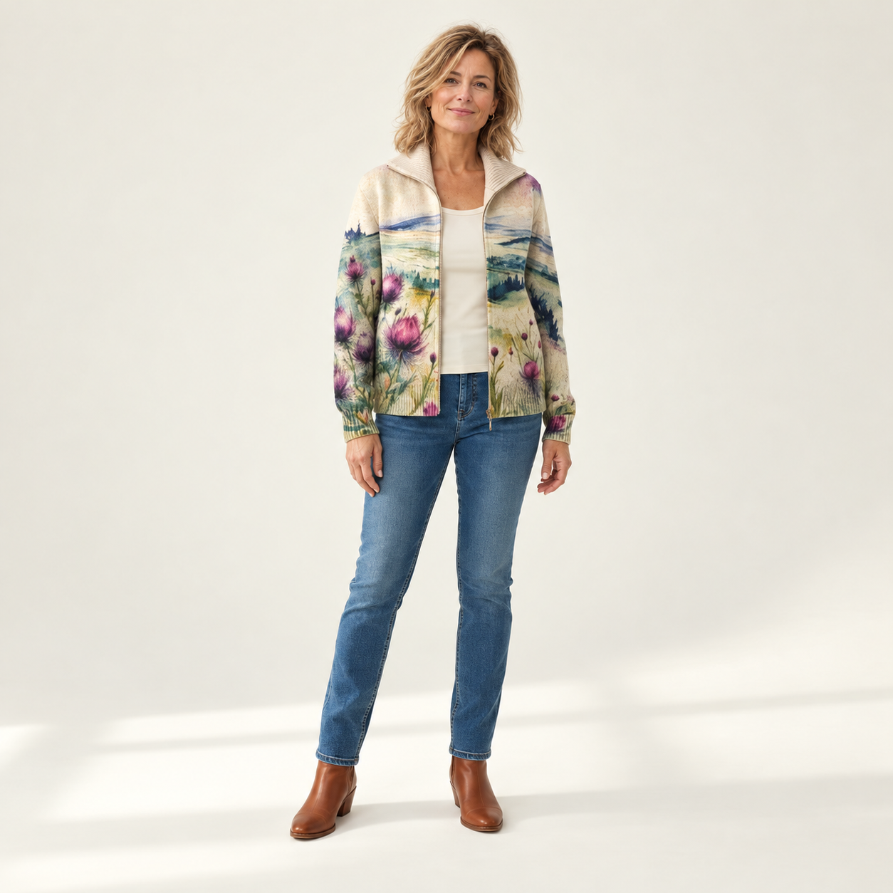 Heike vest met model - vooraanzicht